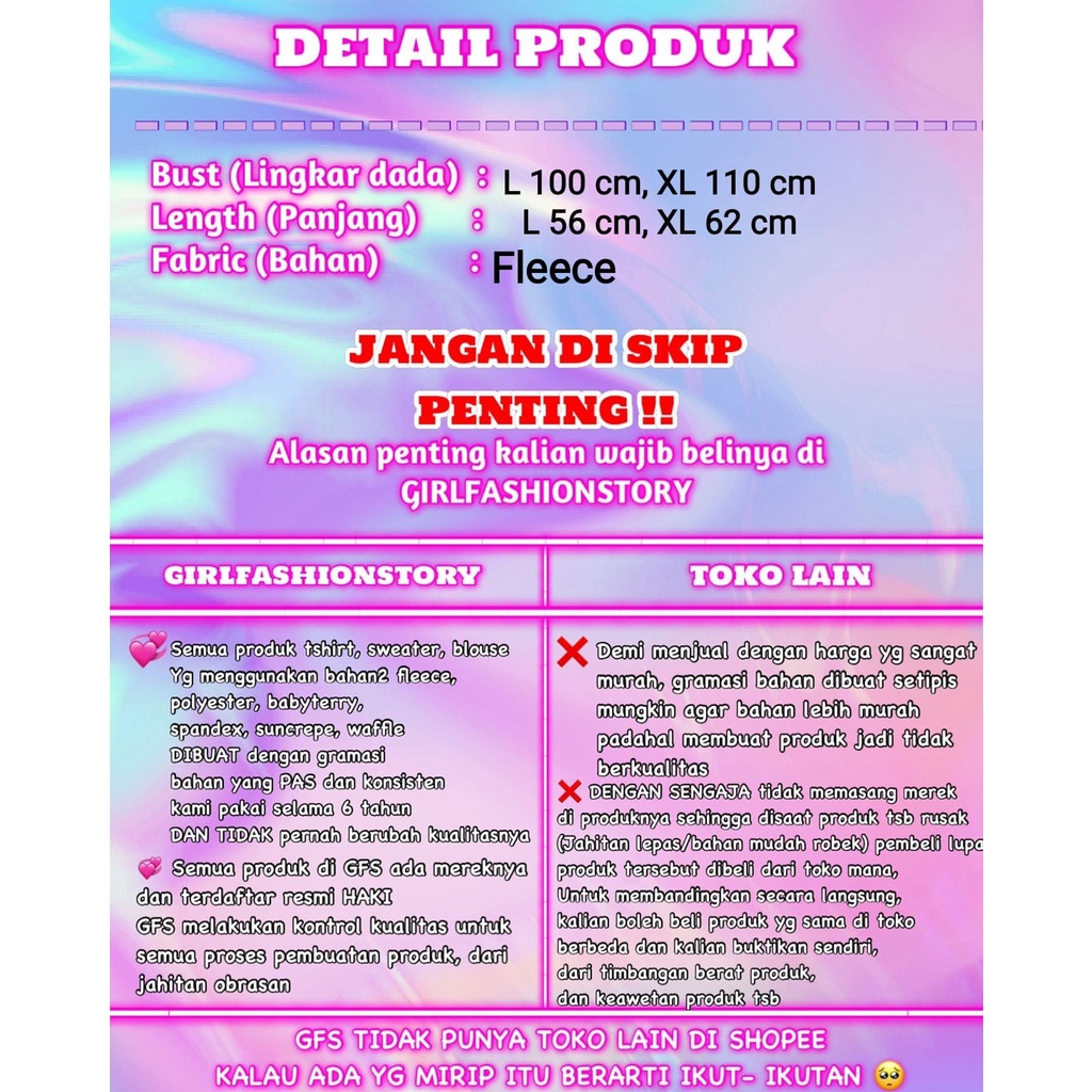 GFS BASIC FLEECE PREMIUM SWEATER POLOS WANITA DLN