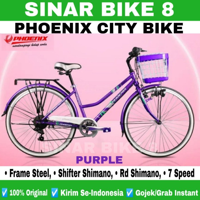 Sepeda Perempuan Keranjang Dewasa Ukuran 26 Inch Phoenix CTB 26 - 118 Shimano 7 Speed