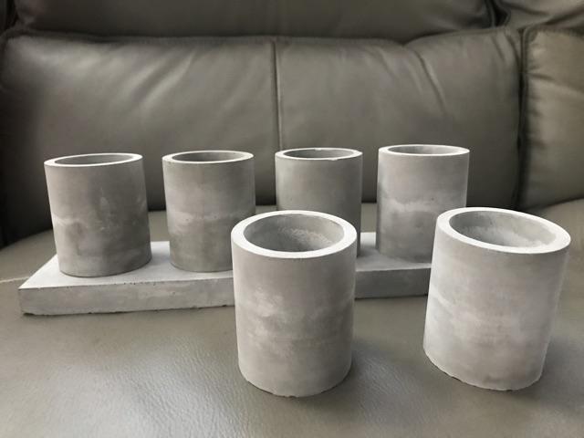 Kaktus Pot Sukulen /1 Set (4 Pot Silinder + 1 Tray) Material Semen Fine Grade