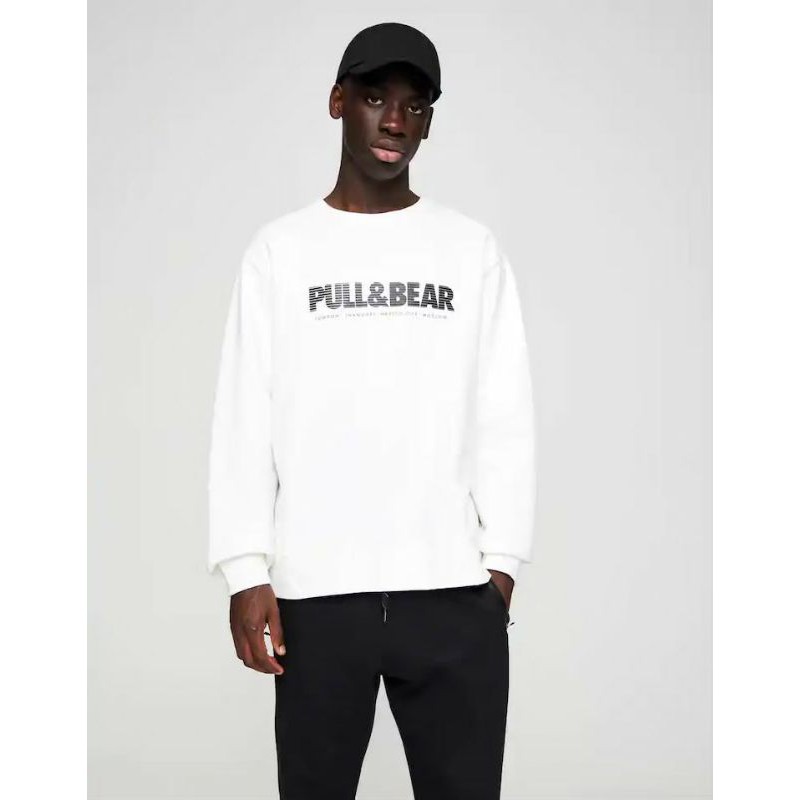 CREWNECK PULL&BEAR PUTIH PREMIUM ORIGINAL