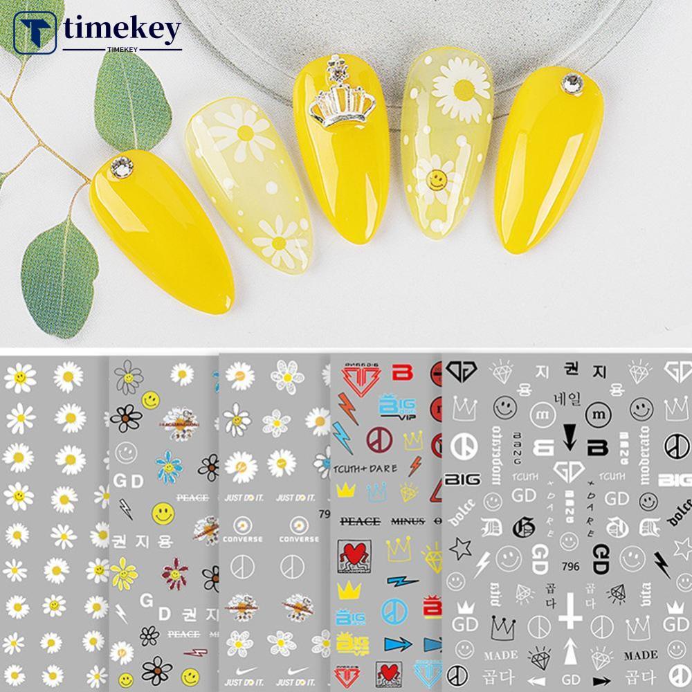 Timekey Stiker Kuku 3D Motif Bunga Aster Kecil Untuk Dekorasi Nail Art DIY A4K4