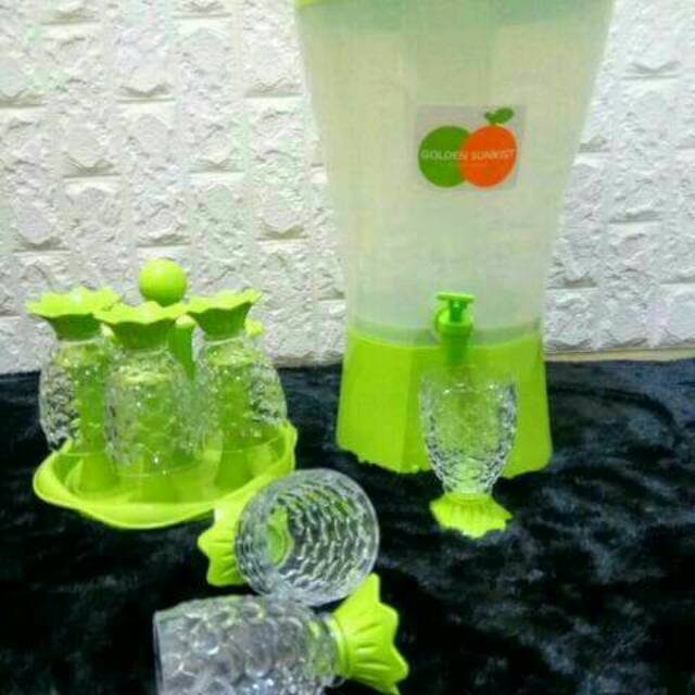 Dispenser sirup set gelas nanas