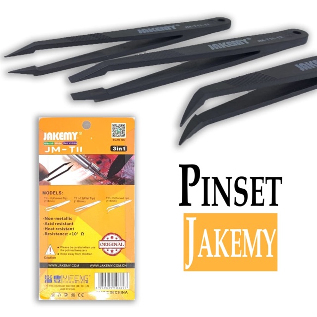 PINSET ANTI STATIK JAKEMY JM-T11 3 IN 1 ANTI STATIC PINSET