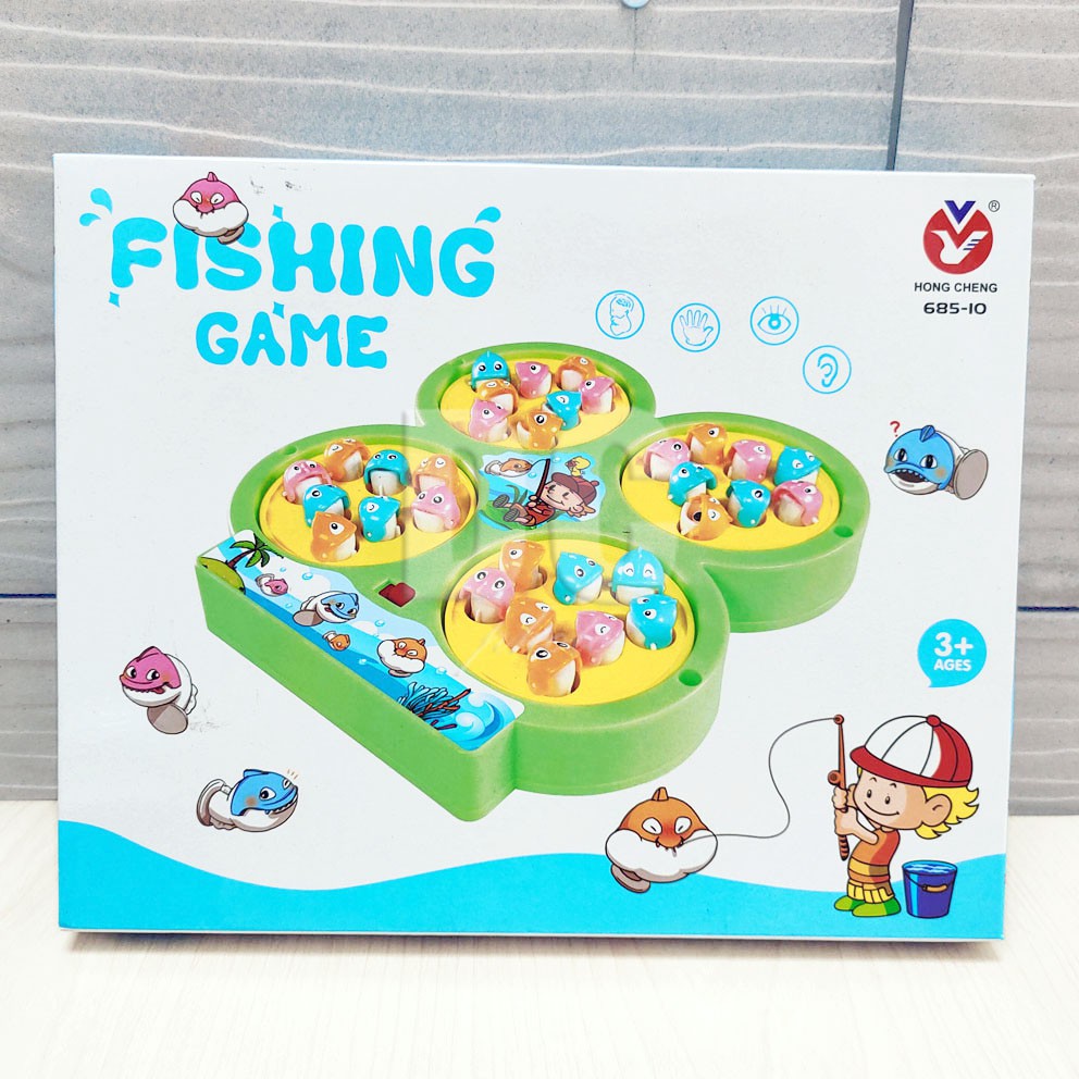 Electrical Fishing Game Mainan Mancing Ikan Magnet 4 Kolam Bisa Berputar Musik