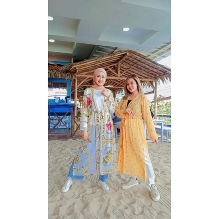 Outer wanita | Long outer motif bunga | dress summer