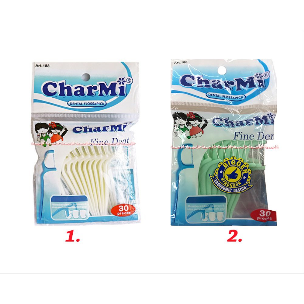 Charmi Art 188 Fine Dental Tusuk Gigi Benang Char Mi Carmi Plastic Toothpick  Plastik Charm mi