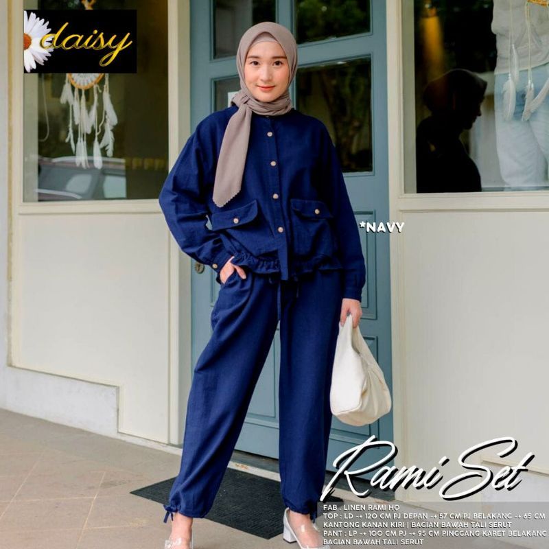 rumi set setelan wanita linen premium