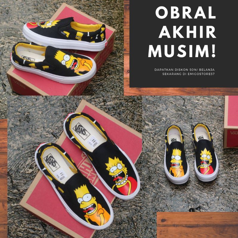 BAYAR DITEMPAT]SEPATU VANS SLIP ON UNISEX IMPORT SEPATU CASUAL PRIA WANITA SEPATU VANS TANPA TALI