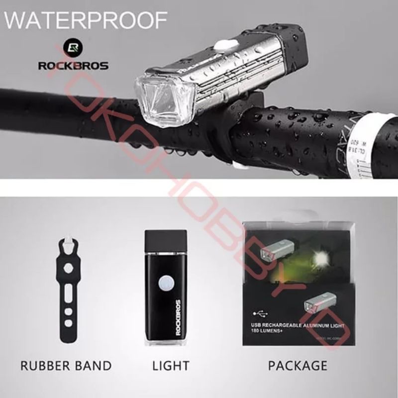 Lampu Senter Sepeda USB Charge Rockbros HY LD306