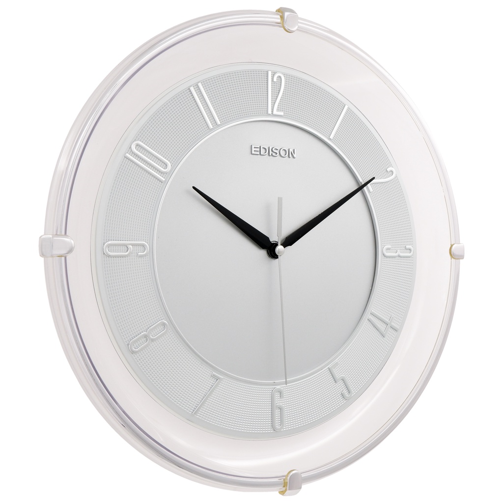 Jam Dinding Edison Sweep ES 331 T8 Chrome Timbul Diameter 330mm 33cm