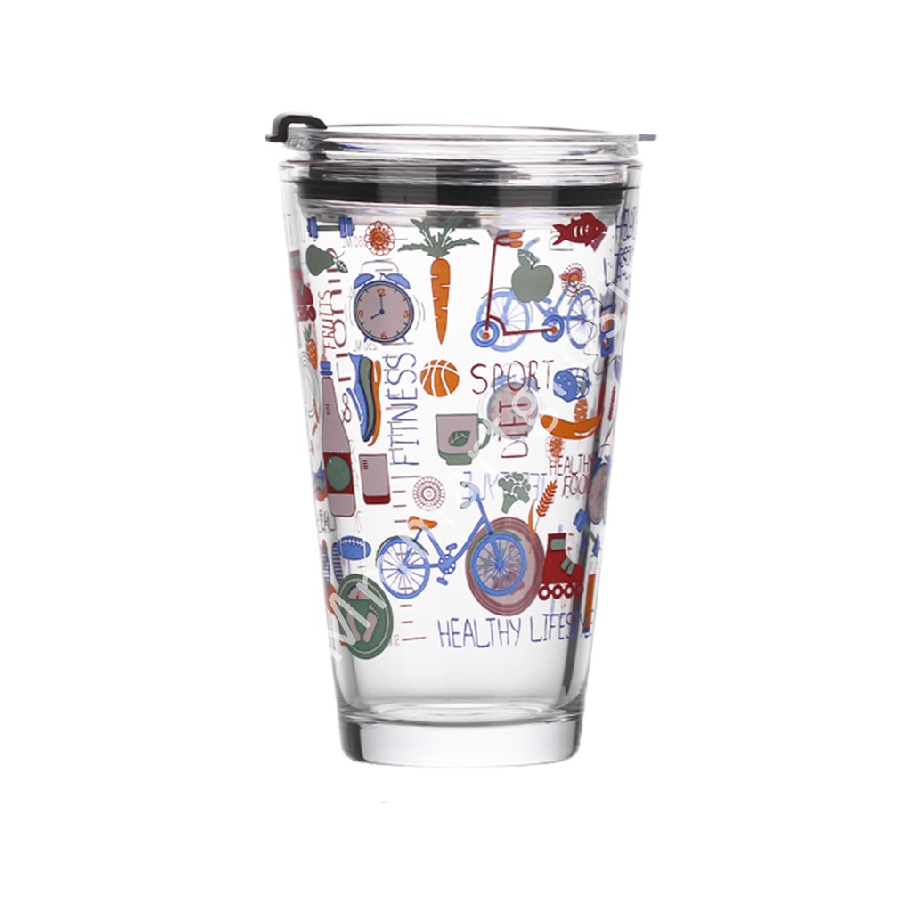 Gelas kaca * tumbler * Gelas ukur * Gelas Gambar lucu * 450ml-YS-19-8
