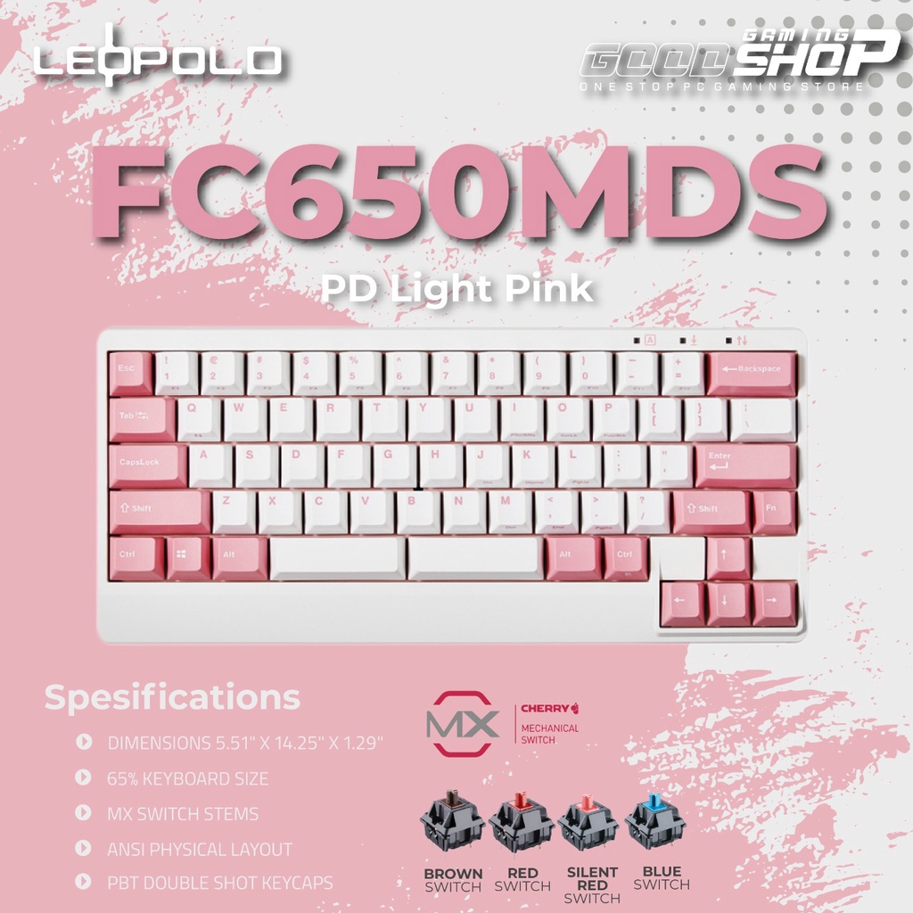 Leopold FC650MDS Light / Pink PD - Mechanical Gaming Keyboard