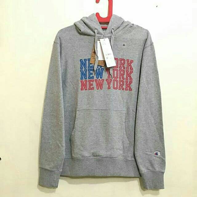 Jaket Hoodie Champion New York Grey Original