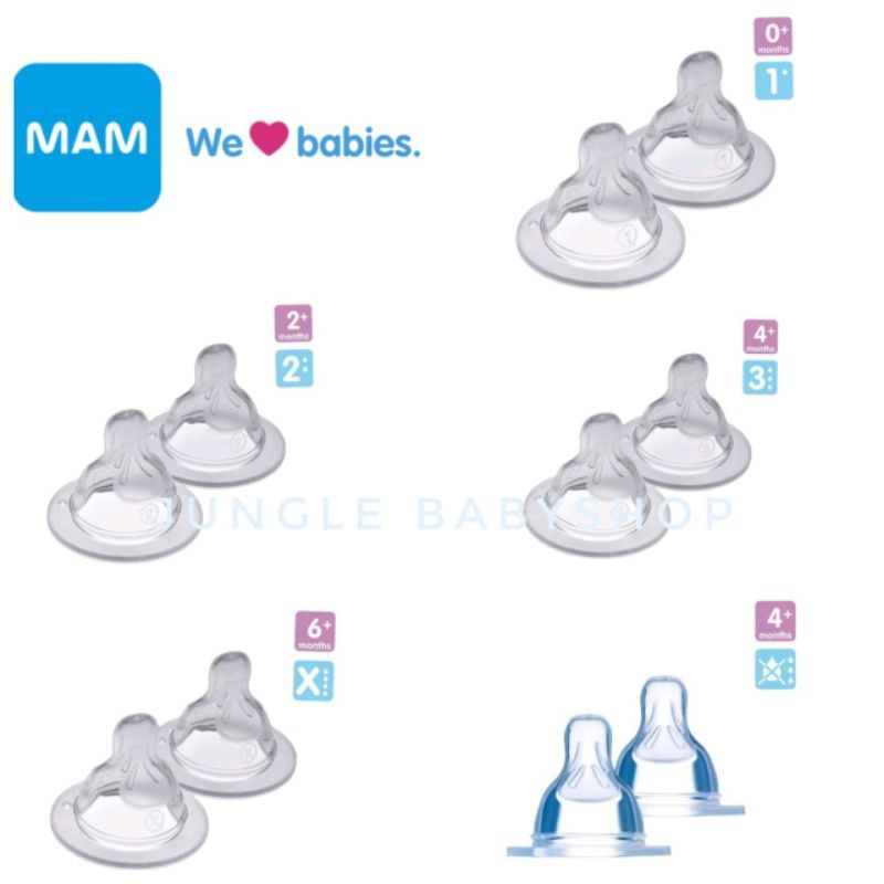 MAM TEAT Nipple Dot Wide Neck isi 2pcs