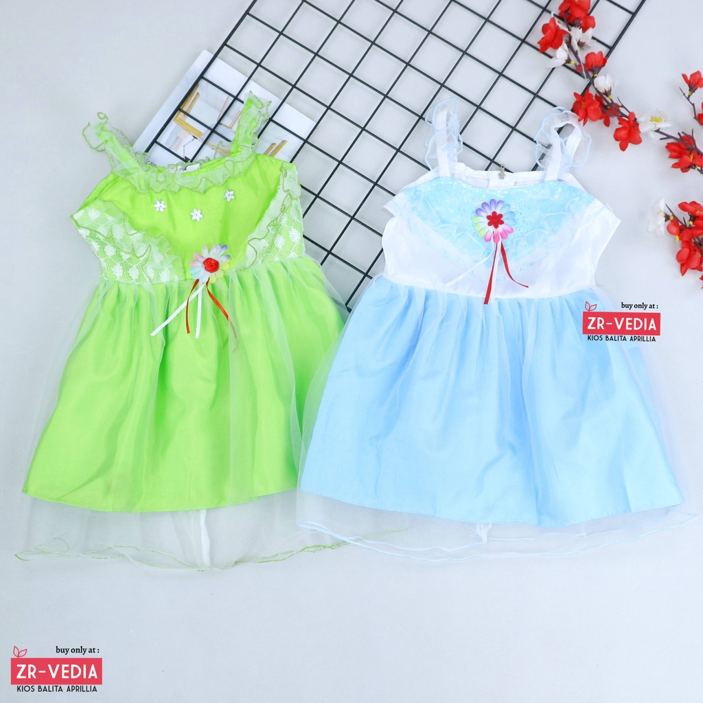 Gaun Bayi Uk. 0-12 bulan / Dress Bayi Anak Perempuan Murah Gaun Pesta Motif Polos Lengan Lucu