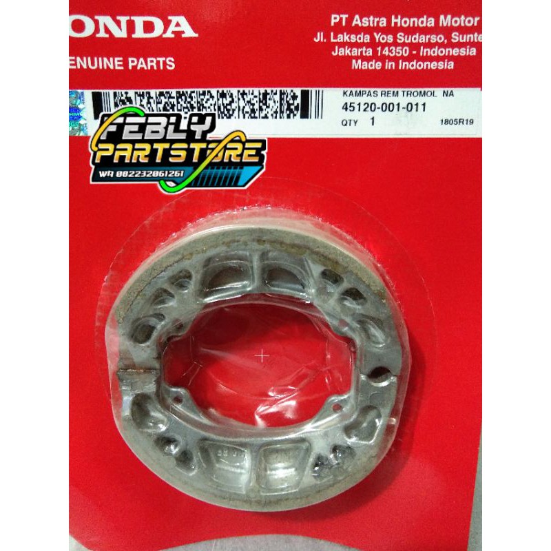 KAMPAS REM TROMOL HONDA NEW SUPRA FIT SUPRA X REVO BLADE KIRANA KARISMA ORIGINAL AHM KAMPAS BELAKANG
