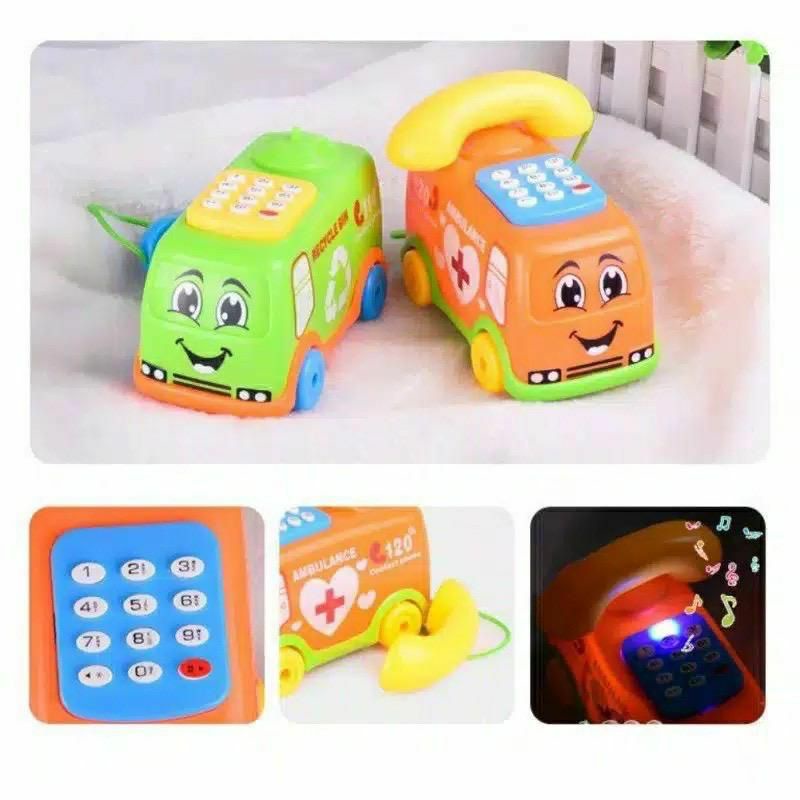 1234OS - Mainan Bus Telepon Music / Mainan Anak / Mainan Anak Perempuan / BUS PHONE TOYS