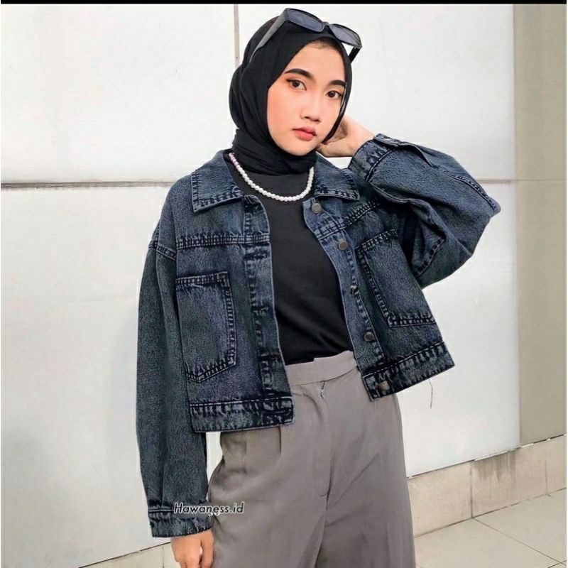 FUJIA JACKETS // Jaket Jeans Wanita Crop OOTD SELEBGRAM FASHION WANITA 9912