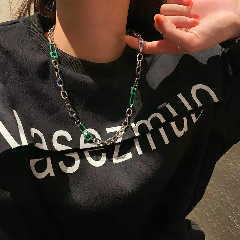 Kalung Rantai Tebal Gaya Punk Hip Hop Bahan Metal Untuk Wanita