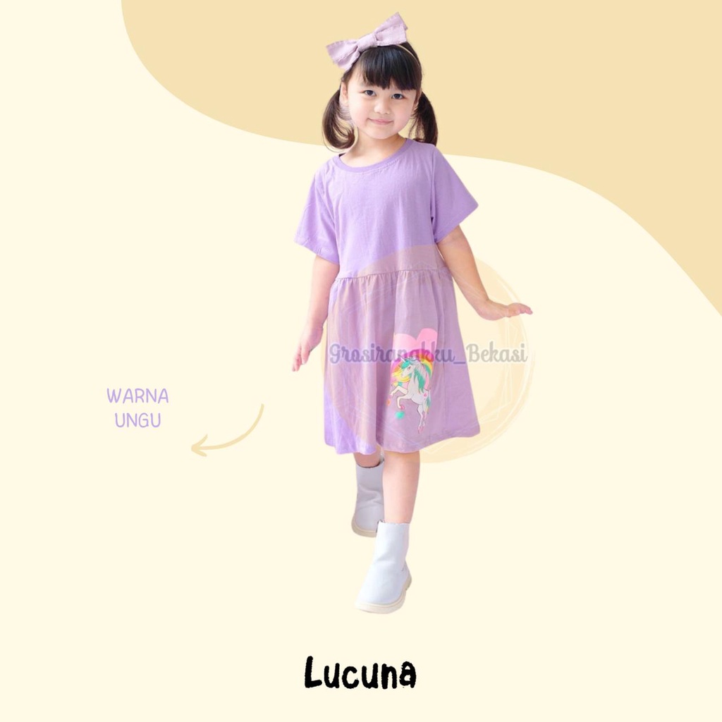 Dress Anak Jelita Lucuna Warna Ungu 1-5tahun