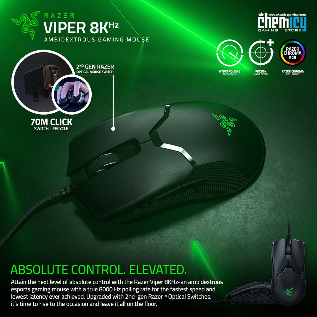 Razer Viper 8Khz Ultralight Ambidextrous Wired RGB Gaming Mouse