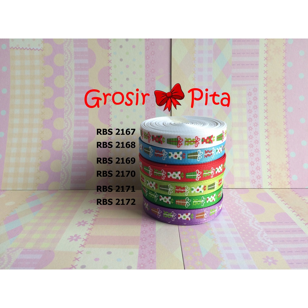 

(25 yard) Pita Grosgrain Motif Natal RBS 2167,2168,2169,2170,2171,2172 | Pita Motif Christmas | Toko Bahan Craft | Grosir Pita