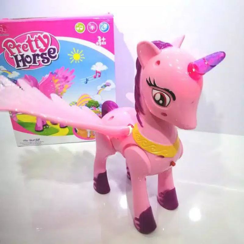 Mainan Kuda Poni Unicorn Bisa Berjalan Mainan Anak Pretty Horse Mainan Kuda Bersayap Ada Beterai