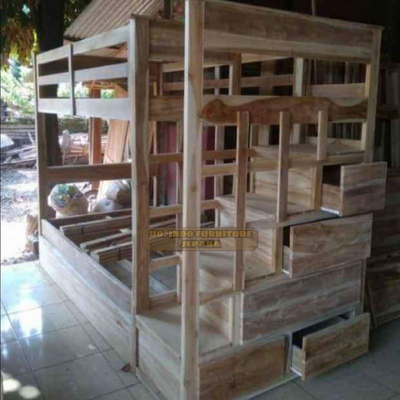 dipan tingkat laci /tangga besar ranjang tempat tidur minimalis furnitur kayu jati jepara