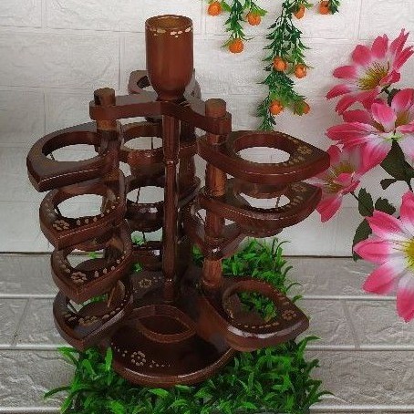 Rak aqua gelas dari kayu jati