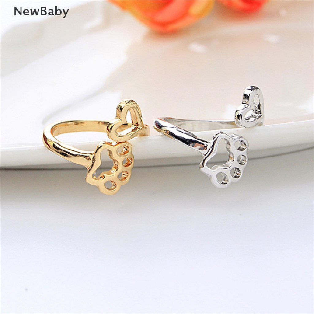 New Cincin Adjustable Motif Telapak Kaki Anjingtulisan Baby Always By My Heart Untuk Wanita