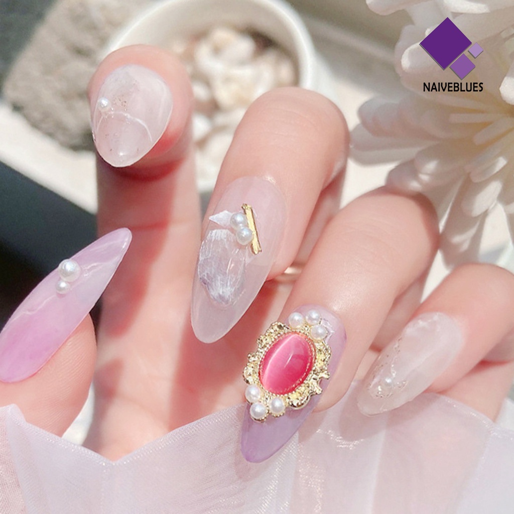 Naiveblue &gt; 5Pcs / Set Berlian Imitasi Mata Kucing Untuk Dekorasi Nail Art DIY