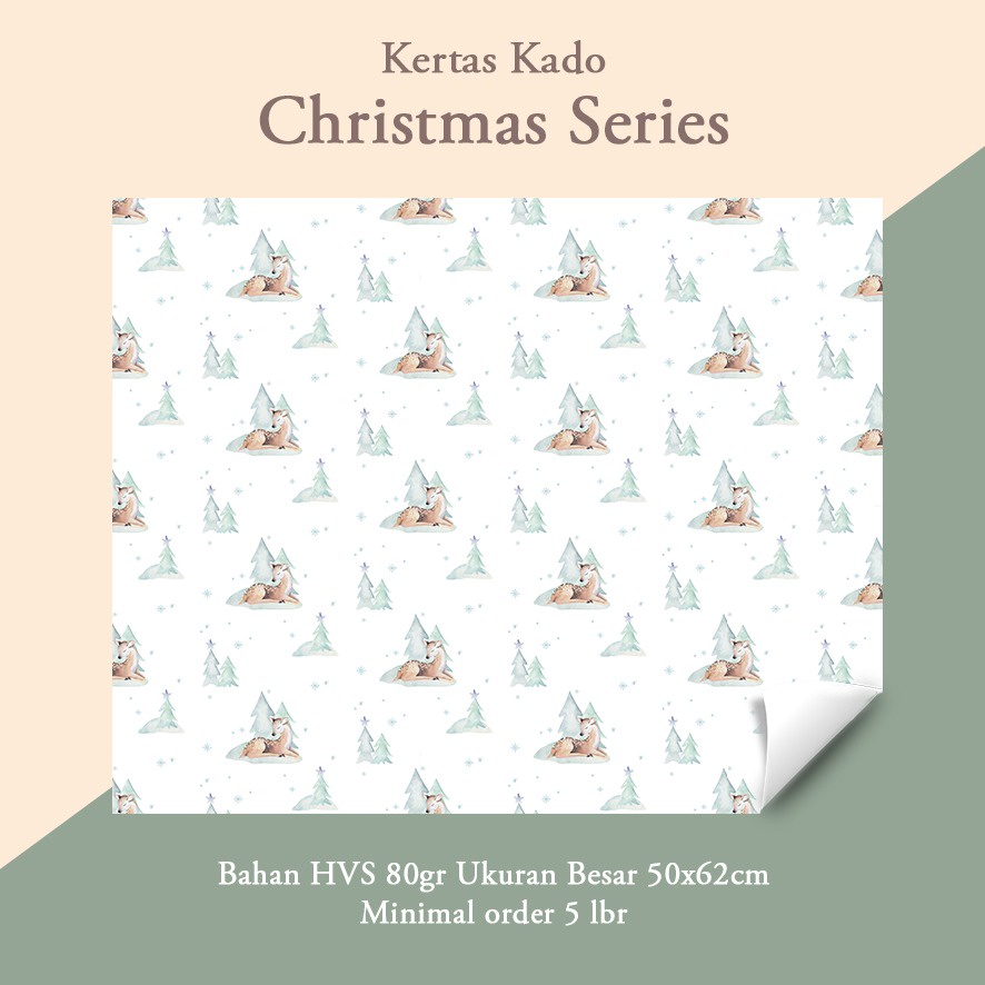 

MIN ORDER 5 LBR - KERTAS KADO TEMA NATAL / WRAPPING PAPER WINTER DEER THEME - 62x50CM