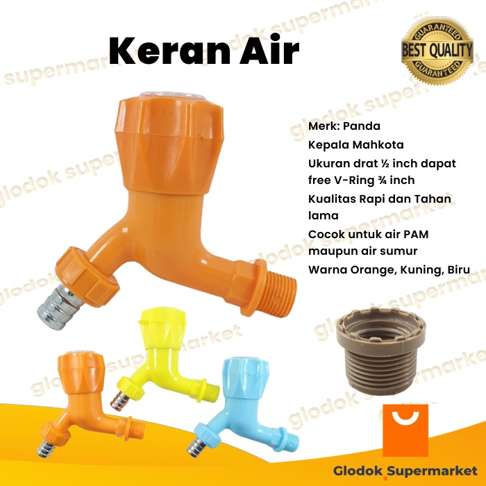 Keran Air Panda ½” Kran Tembok Taman Bak Mandi Mahkota ½ inch PVC Plastik