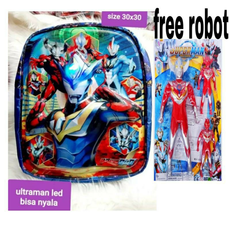 tas ultraman led free robot(BATOK KEPALA FREE ROBOT)