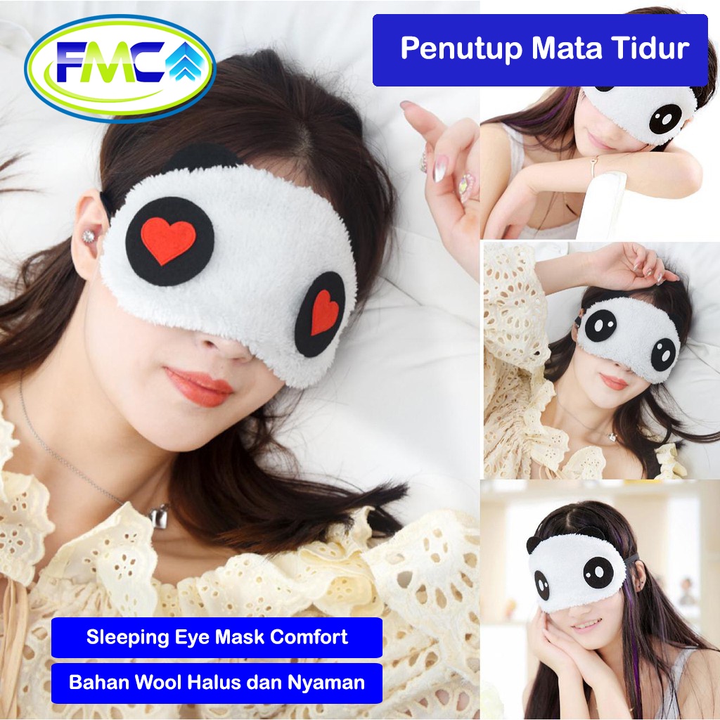 Penutup Mata Tidur Anak Karakter Panda Lucu Unik Bahan Halus Woll Nyaman Murah Praktis