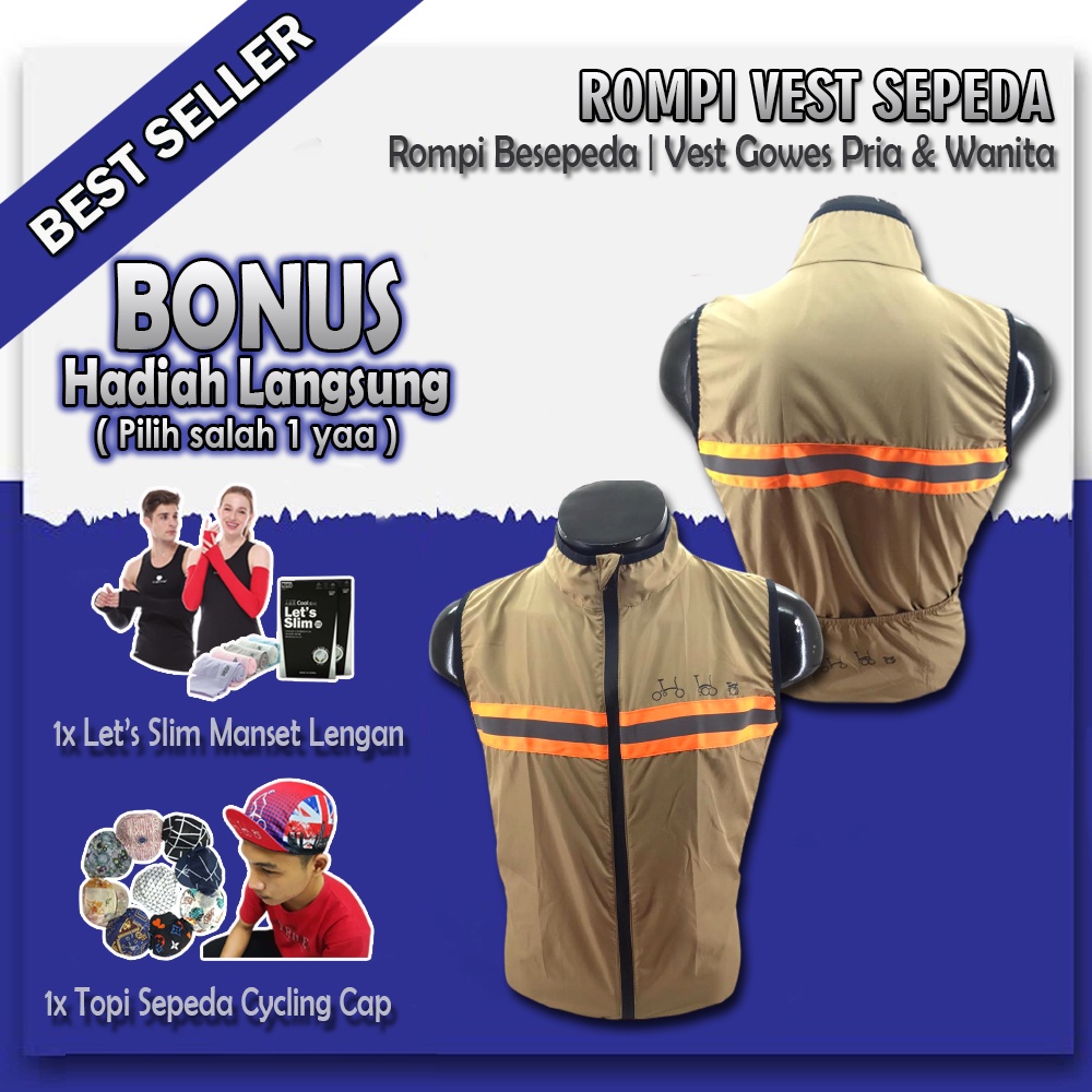 Jaket Rompi Sepeda Lipat Pria Wanita Reflektif Vest Gowes Windbreaker