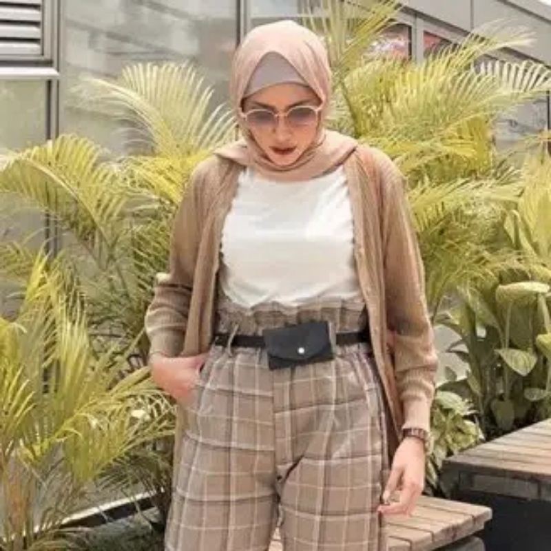 LX IKAT PINGGANG WANITA/KOMBINASI DOMPET CHECKED BELT