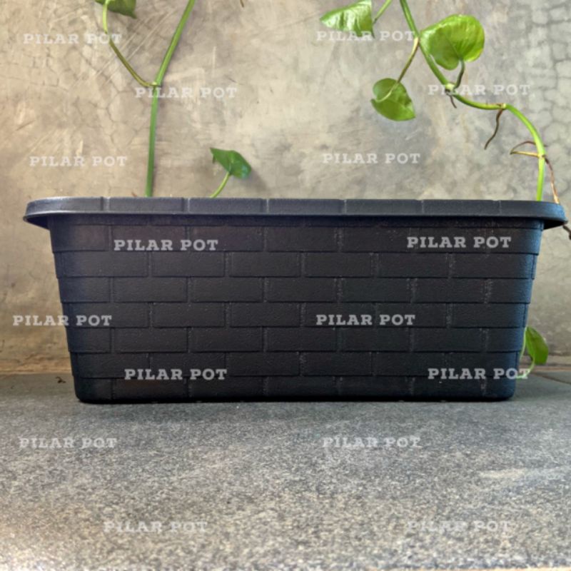 Pot bunga tanaman panjang motif bata RTG 01 hitam 37cm - NKT RTG 01 HITAM