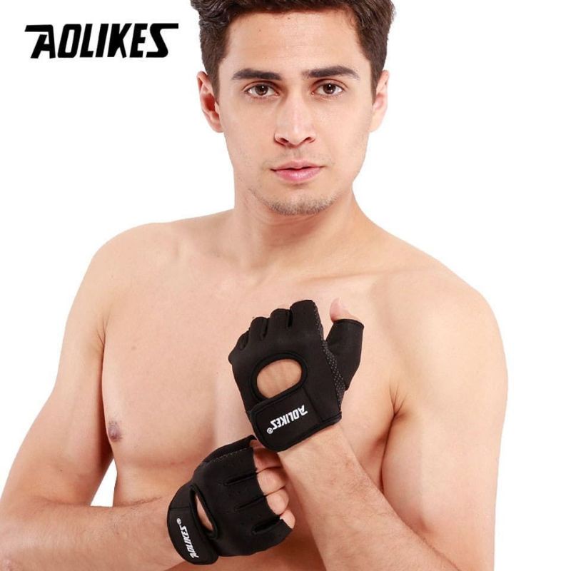 SARUNG TANGAN FITNESS GLOVES AOLIKES ORIGINAL SPORT GLOVE WRIST WRAP AKSESORIS FITNES GYM NOT HAND STRAP