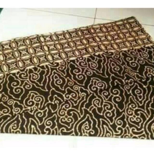 Kain batik katun sogan cap dasar hitam