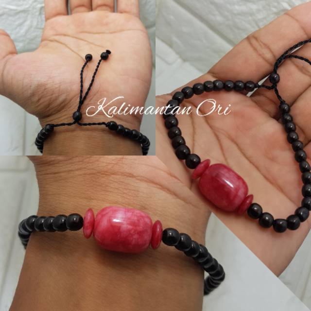 Gelang Pria / Wanita Batu Giok Merah Asli Import