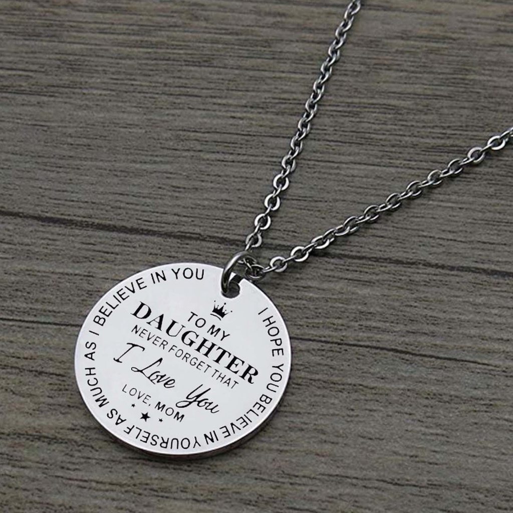 Hu Hu Hu Hu Hu Alat Bantu Pasang Kacamata♡ Kalung Rantai Liontin Bola Motif Print I Love You Bahan Stainless Steel Untuk Aksesoris Perhiasan