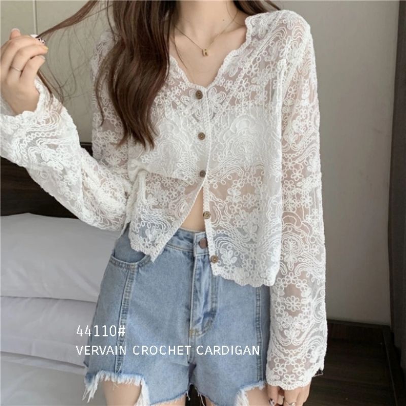 MDLV ~ 44110 VERVAIN CROCHET CARDIGAN KOREA TERBARU CARDIGAN BRUKAT CARDIGAN LACE FASHION IMPORT