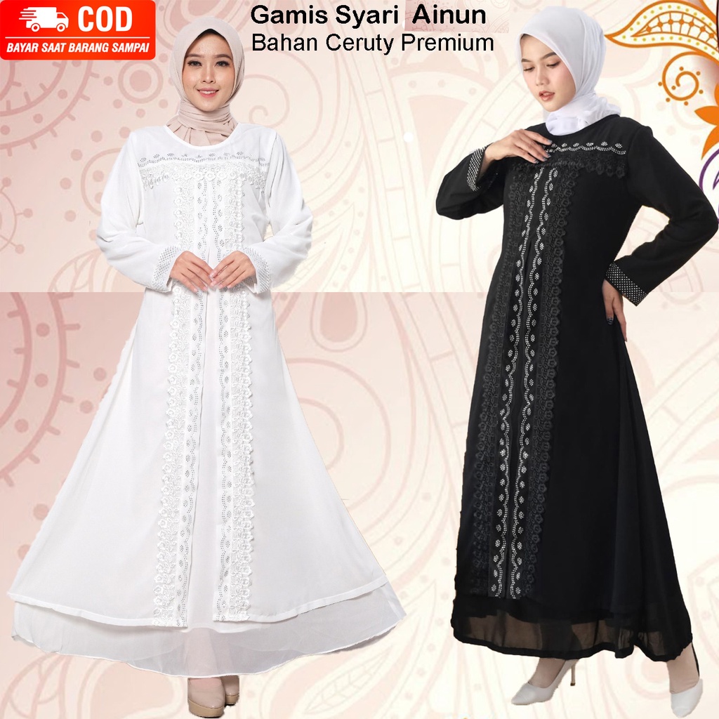 Busana Muslim Wanita Dewasa Terbaru 2022 Muslimah Elegan Mewah Warna Broken White Cantik Bahan Cerut