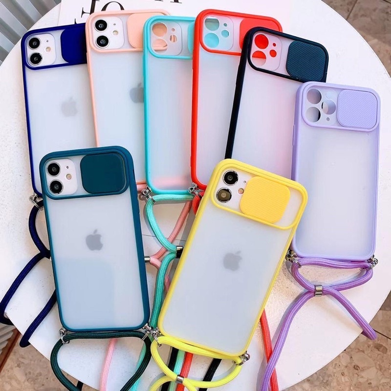 (Moza) Case Slide Lensa Camera dengan tali hp OPPO Reno 5 4G/5G 4F/F17pro/4lite A54 4G/A55 6 4G A15/