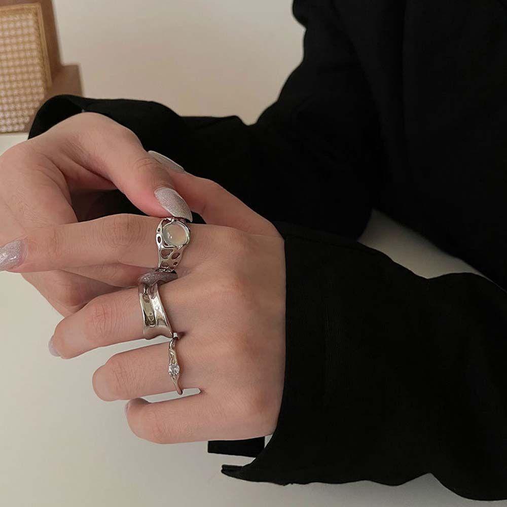 Mxbeauty Hip Hop Cincin Pesona Kepribadian Bohemian Perhiasan Cincin Terbuka Perhiasan Jari Cincin Sendi Perak Antik