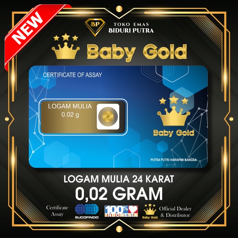 EMAS MINI MICROGRAM 0.02gram LOGAM MULIA 24KARAT DIJAMIN ASLI ORIGINAL TERMURAH SOUVENIR GIFT HADIAH KADO BABY GOLD /MINIGOLD / MINIGRAM