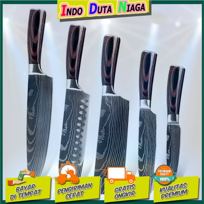 Xituo Set Pisau Dapur Damascus Pattern Stainless Steel 5 PCS - DL5