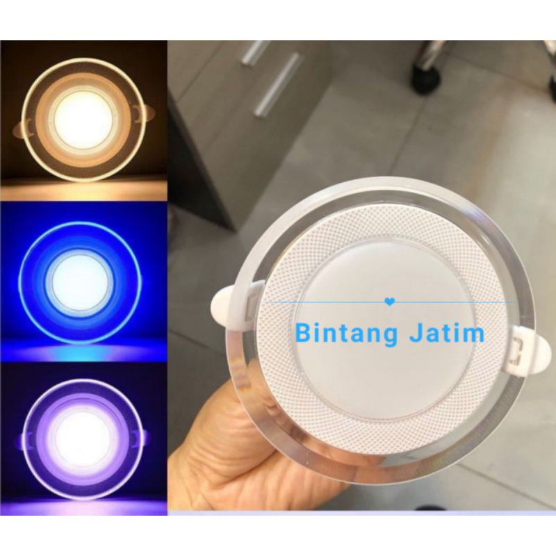 Lampu LED Downlight 3 Warna 6Watt Tanam Plafon Super Terang Ib Panel 6w Dekorasi Plapon 220v Warm