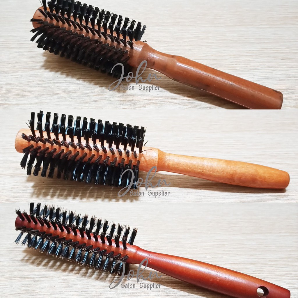 Sisir Blow Roll Bulat Kayu untuk Menata Rambut Styling Bergelombang Keriting Lurus Bervolume Salon